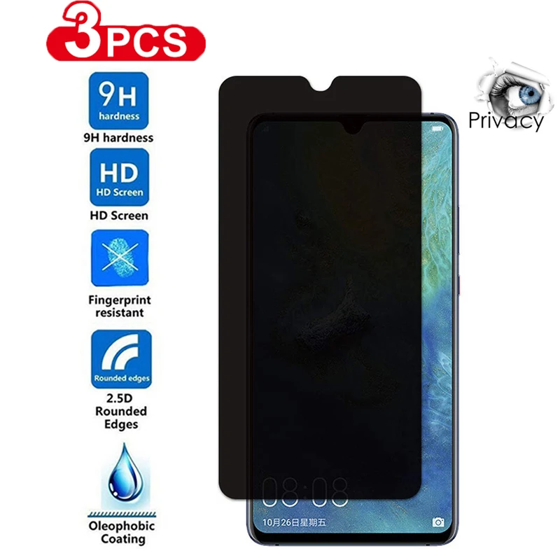 1 3 pcs anti spy protective tempered glass for huawei p20 p30 p40 lite e 5g pro p50 p10 plus privacy screen protector glass free global shipping