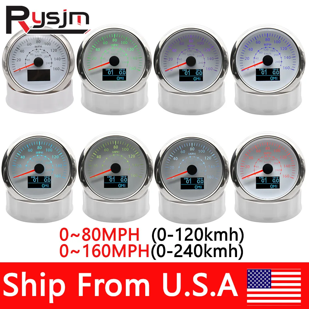 

HD 3 в 1 85 мм GPS скоростной одометр 120 км/ч 80 миль/ч цифровой измеритель скорости для лодки яхты автомобиля грузовика 12 В/24 В 7 цветов подсветка