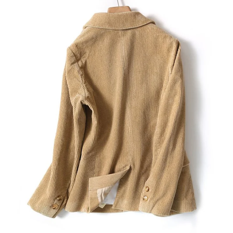 Retro Corduroy Long Sleeve Women Blazer Korean Fashion Office Ladies Business Spring and Autumn Jacket Slim Fit New Hot Sale