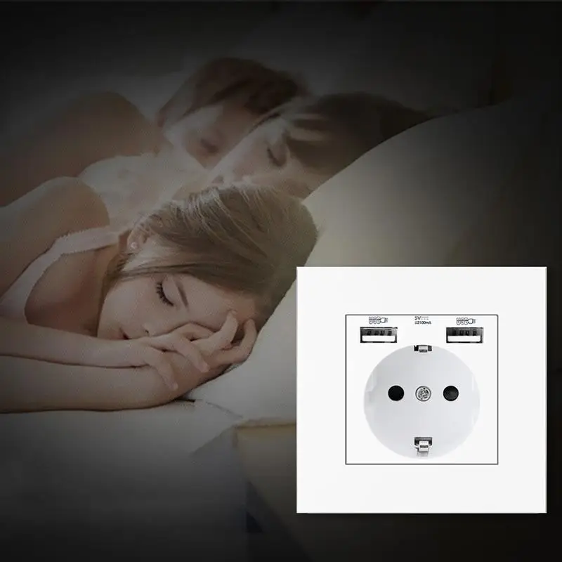 Двойной usb стандарт ЕС розетка настенная USB много Новый стиль панели спальня AC