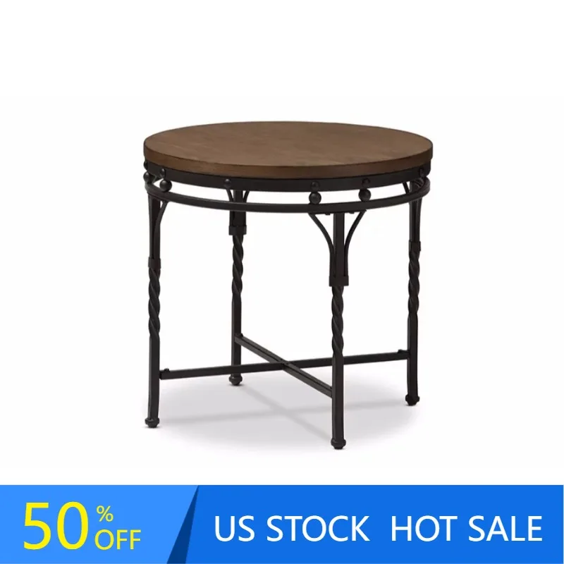 

Остин винтажный промышленный античный бронзовый круглый стол