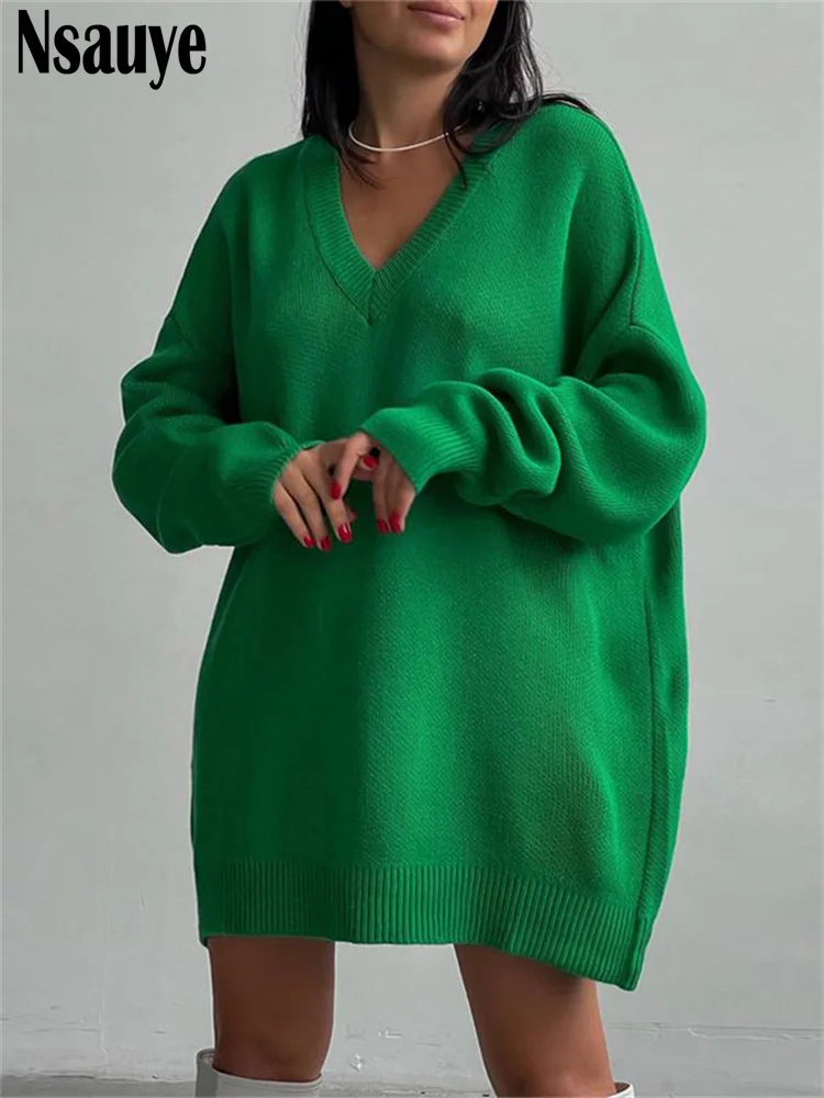 

Nsauye Autumn Winter Basic Casual Loose Oversized Warm Sweater Pullover Tops Pull Female Knitted Female Long Sleeve Jumper Women