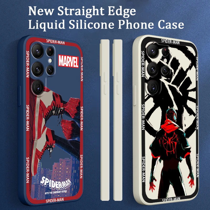 

Marvel Spiderman Superhero Phone Case For Samsung Galaxy S22 S21 S20 FE S10 Note 20 10 Plus Lite Ultra 5G Liquid Rope Cover