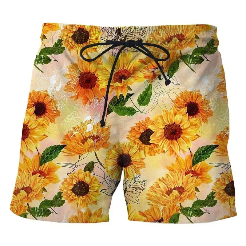 

Горячая Распродажа, короткие брюки с 3D принтом подсолнуха, модные трендовые разноцветные пляжные брюки, повседневный купальник унисекс, плавки
