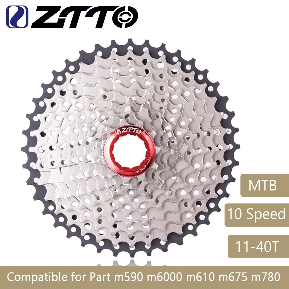 

ZTTO Mountain Bike Wide Ratio MTB 10 Speed Cassette 10 Velocidade 40T Bicycle Parts Freewheel Sprockets For M590 M6000 M610 509g