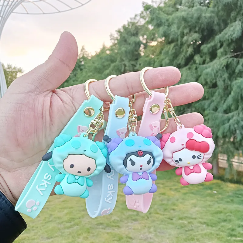 

New Sanrio Hello Kitty Keychain Doll Cute Cartoon Kuromi Melody Cinnamoroll Cosplay Lamb Car Key Bag Pendant Anime Accessories