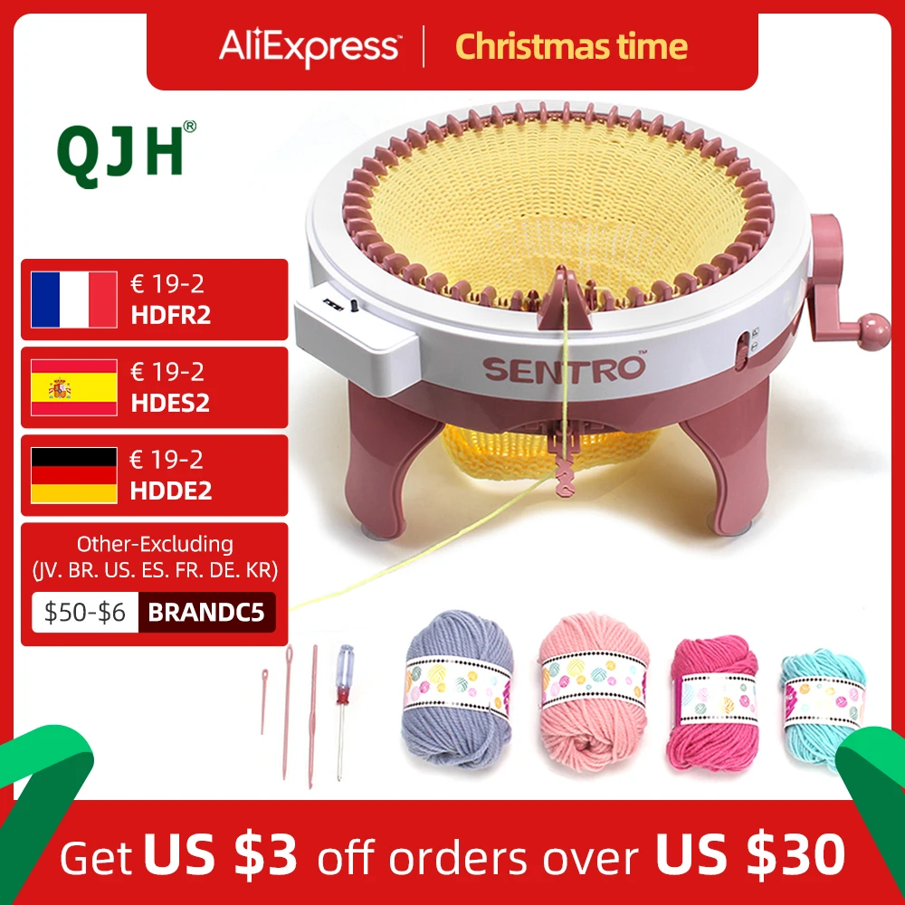 48 Needles Smart Weaving Machine Sweater/Hat/Scarf /Gloves/Socks Knitting Machine Round Double Knit Loom Kit for Adults Kids Gif