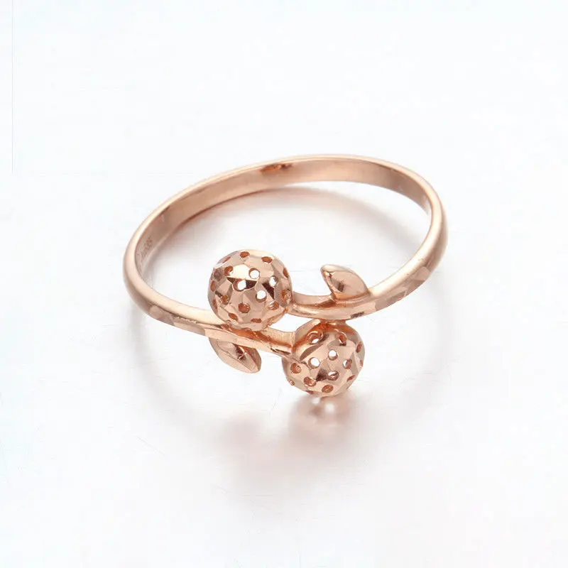 Женское кольцо из розового золота 585 пробы, с круглыми бусинами