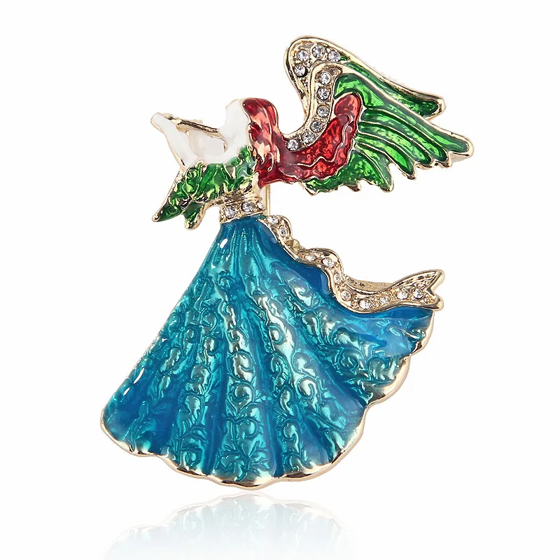 

TULX Creative Cute Enamel Angel Wings Girls Brooches Jewelry For Women's Clothing Coat Brooch Pin Elegant Vintage Badges Pins