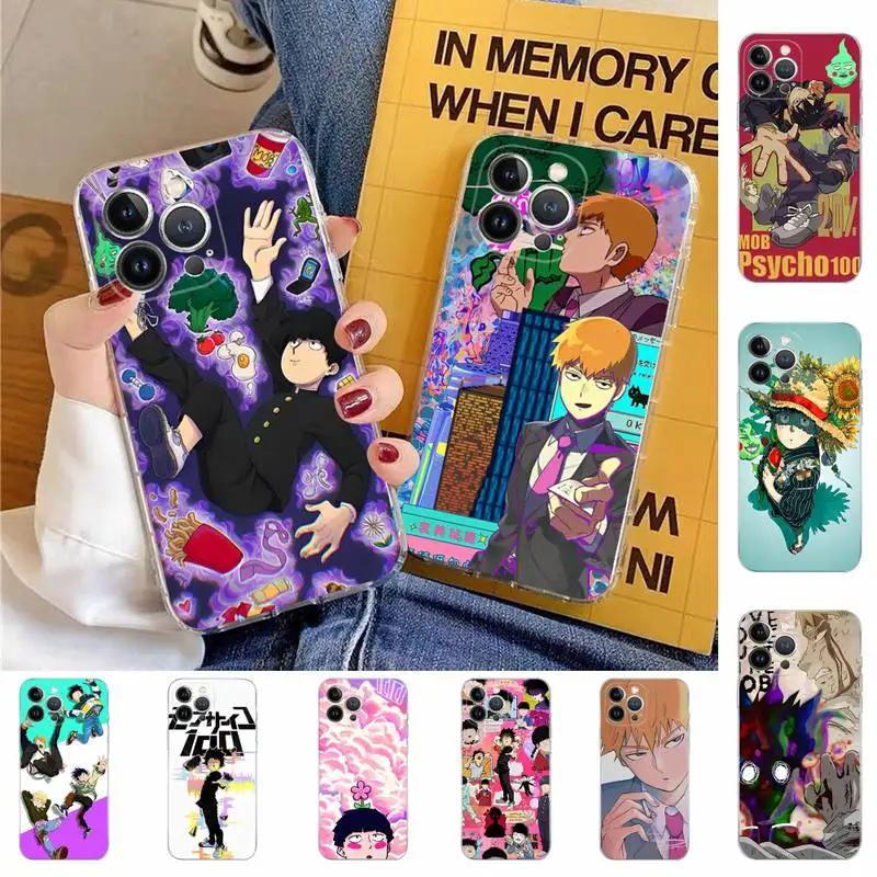 

Mob psycho 100 Shigeo Kageyama Phone Case For iPhone 13 14 Pro Max XS XR 12 11 Pro 13 Mini 6 7 8 Plus Clear Back Cover Capa