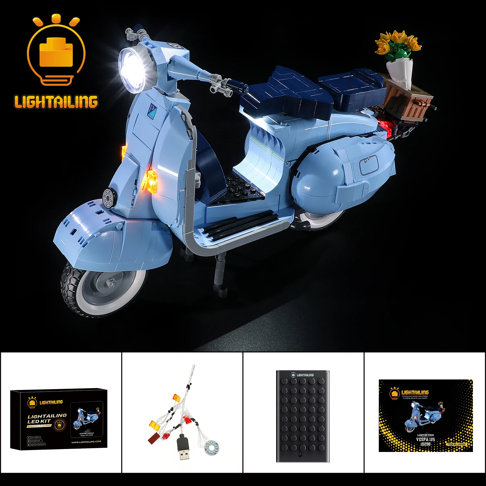 

LIGHTAILING LED Light Kit for 10298 Vespa 125 Building Blocks Set (NOT Include the Model) Bricks Toys for Children