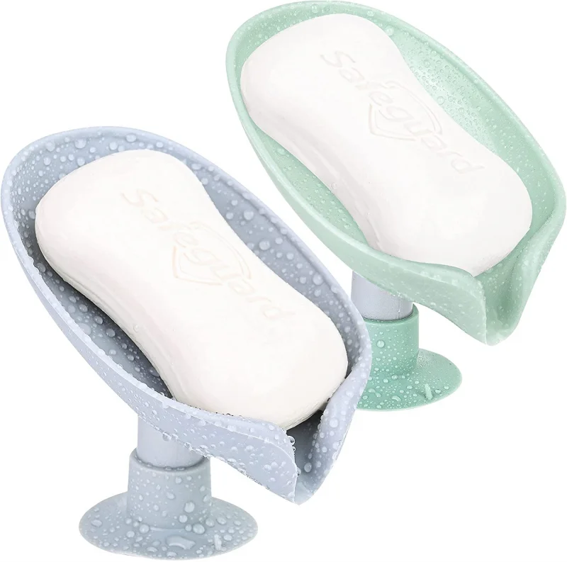 

1PCS Creative Sucker Soap Holder Leaf Shape Soap Box Drain Punch-free Soap Box Bathroom Shower Sponge Storage Tray Bathroom