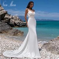 sexy v neck wedding dresses 2022 for women mermaid appliques spaghetti straps bride dress backless bridal gown vestido de novia