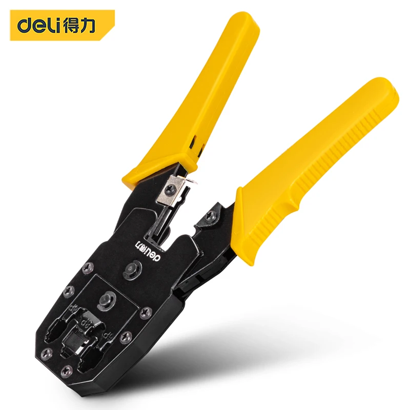 

Deli Tools 1 Pcs 4/6/8P Network Pliers PVC Handle Wire Cutting Stripping Crimping Three-in-one Electrician Repairing Hand Tool