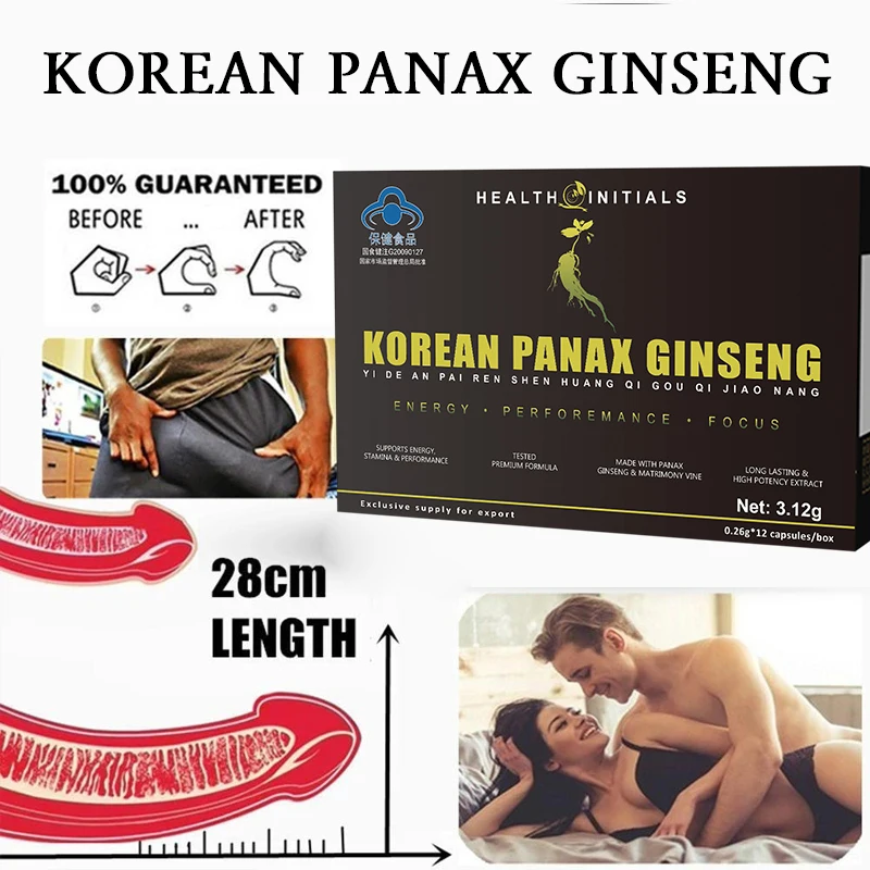 

Natural Ginseng Extract Capsules Men's Strength and Mood Supplement Extended Size Male Care Extended Time