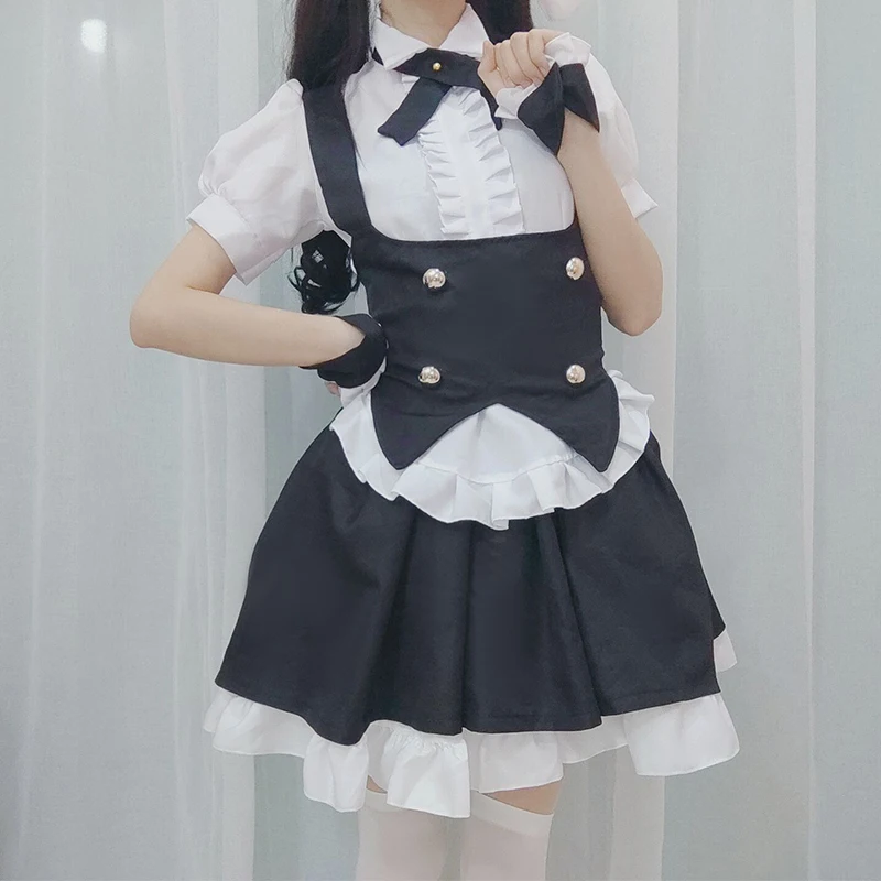 

Черно-белая юбка в стиле японской горничной с ушками и хвостом Ласточки