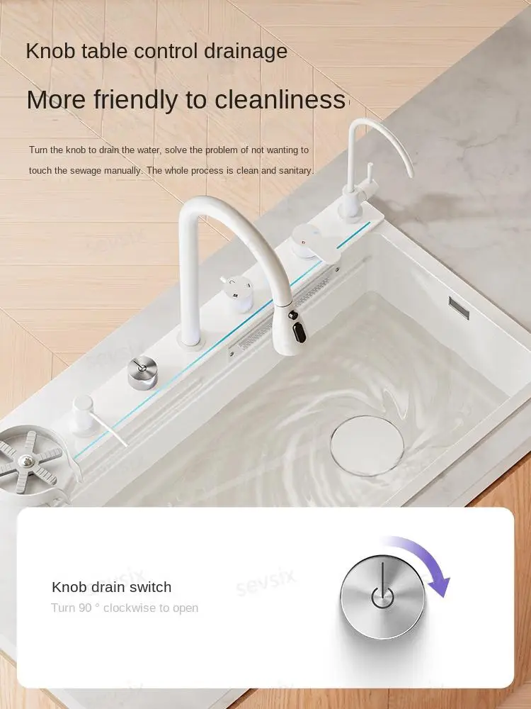 Кухонная раковина из нержавеющей стали 304 белая нано-раковина с 4 режимами работы