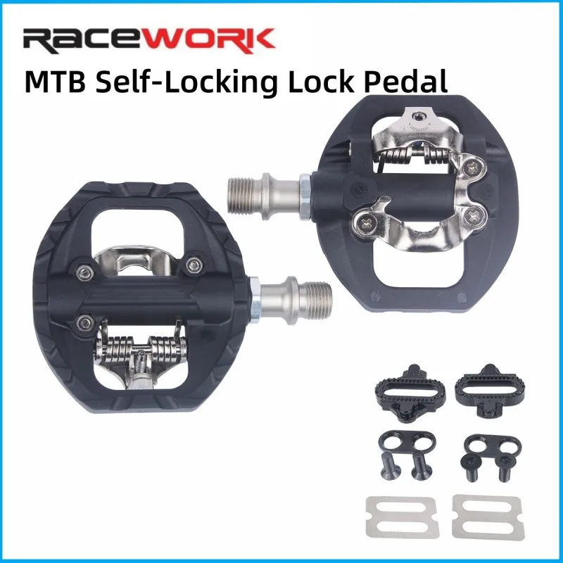 

RACEWORKS New RK595 Mountain Bike Accessories Pedal Bicicleta Vtt Accessories Mountain Lock Pedal And Highway Flat Pedal