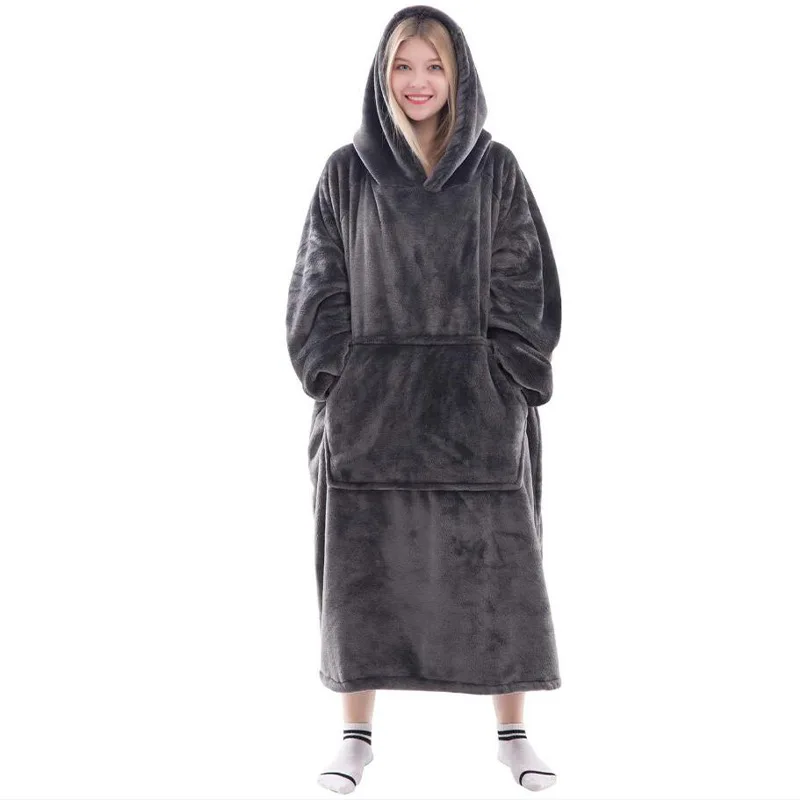 Hoodie Blanket Wearable Sleeves Blanket Cozy Warm Giant Hoodi Oversized Blanket Hoodie with Extra Length Big Hoodie TV Blanket