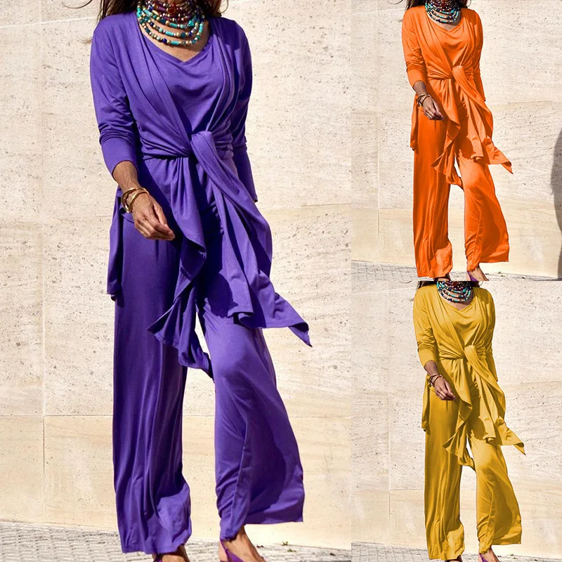 

Bandage Streetwear Sportsuit Solid Color High Streetwear Matching Set For Women Clothes Casual Women Tracksuit