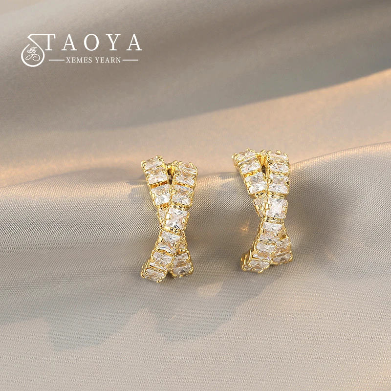 

Design Sense X Inlaid Zircon Gold Stud Earrings 2022 New Party Girls' Luxury Jewelry Gifts For Women's Temperament Accessories