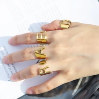 new 26 letter ring 18k color preserving personality 26 english letter opening adjustable ring fashion jewelry