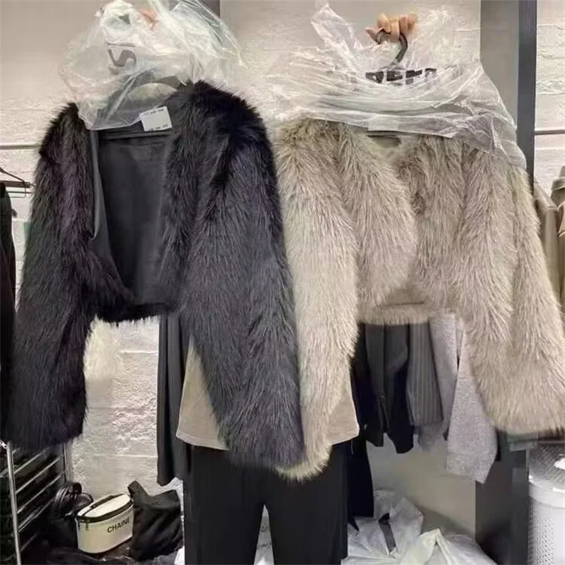 Женское пальто из искусственного меха Шуба Модный кардиган Свободное Женская