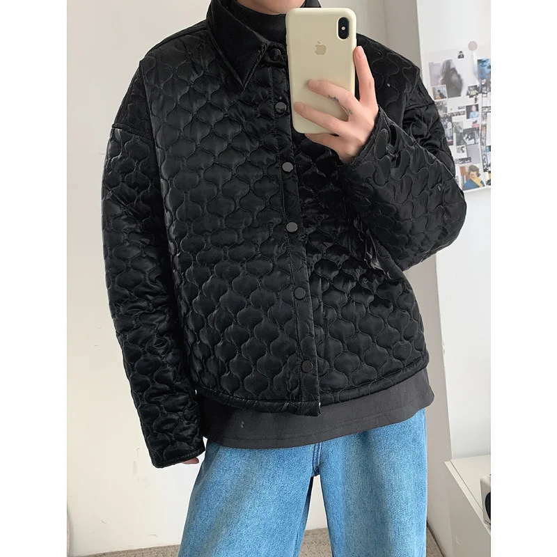 Winter Jacket Men Warm Fashion Coffee Black Thicken Plaid Jacket Men Korean Loose Short Coat Mens Oversize Clothes M-2XL