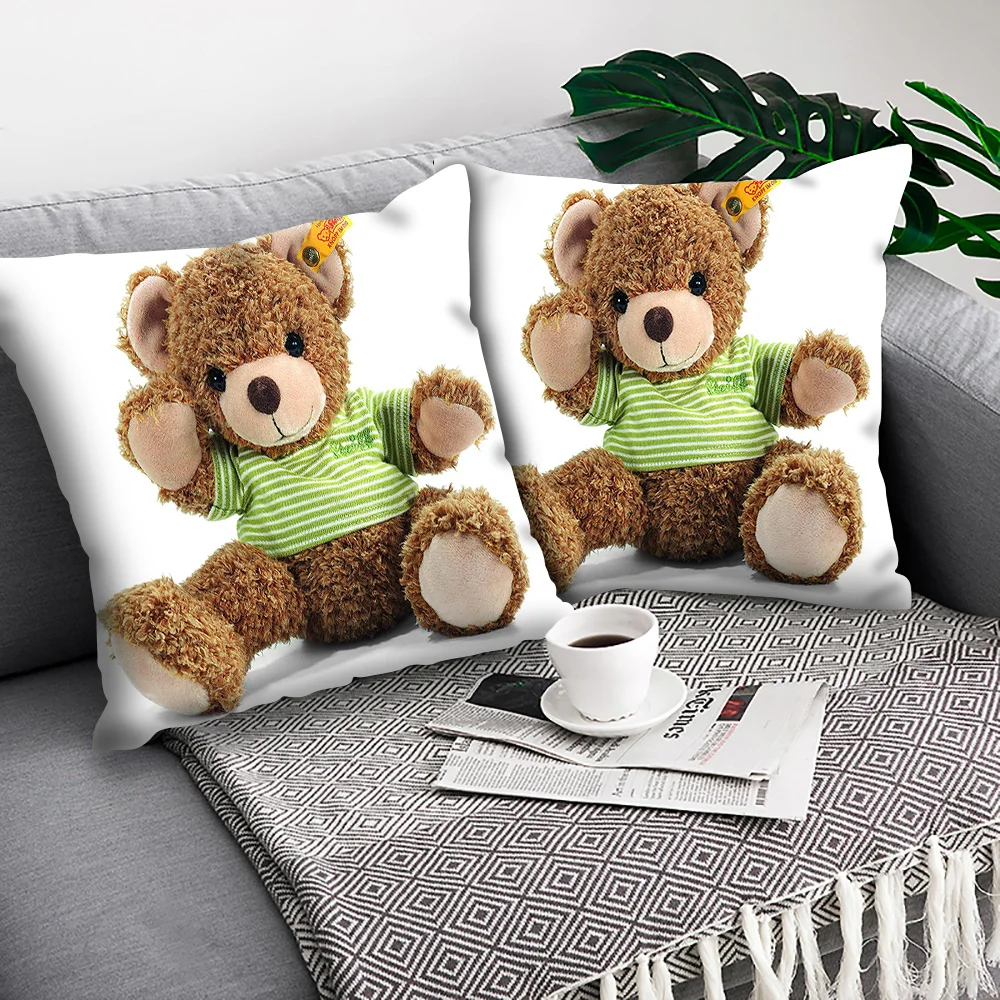 Наволочка с изображением плюшевого медведя для автомобиля, дивана, домашнего декора, подушка, чехол из полиэстера, декоративный кошелек, подушка 45*45 см.