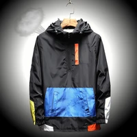 autumn men windbreaker jacket breathable quick drying colorblock casual outdoor cycling hiking hooded jacket clothing pullover