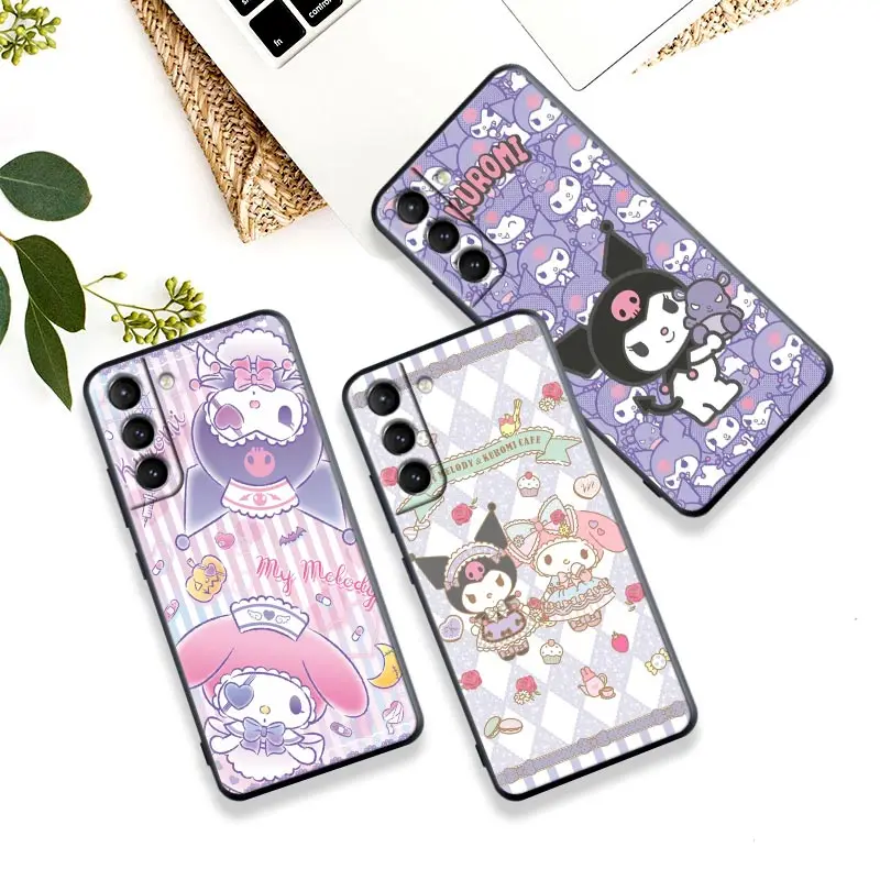 

My Melody Kuromi Cartoon Silicone Case For Samsung S23 Ultra S22 5G S21 S20 FE Black Cover For Galaxy S22 s23 S21 S10 Plus Cases