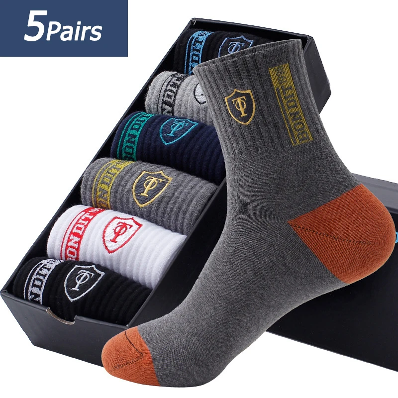 

Random 5 Pairs Mens Sports Socks Summer Cotton Socks Sweat Absorbent Comfortable Thin Breathable Basketball Socks EU 38-43