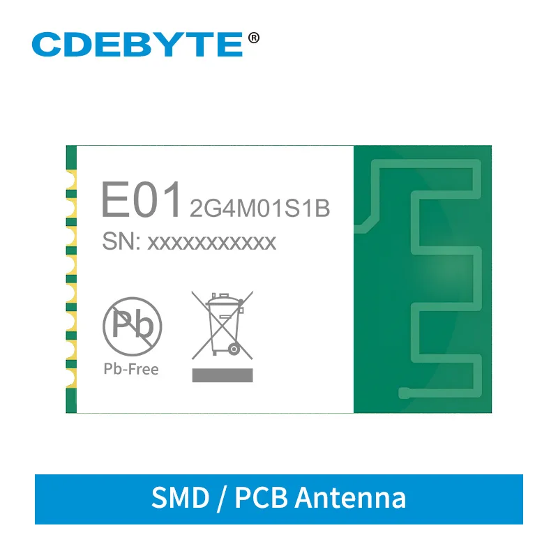 2,4 ГГц SMD беспроводной приемопередатчик SPI RF модуль CDEBYTE E01-2G4M01S1B PCB антенна 5dBm 200M SPI IoT передатчик и приемник