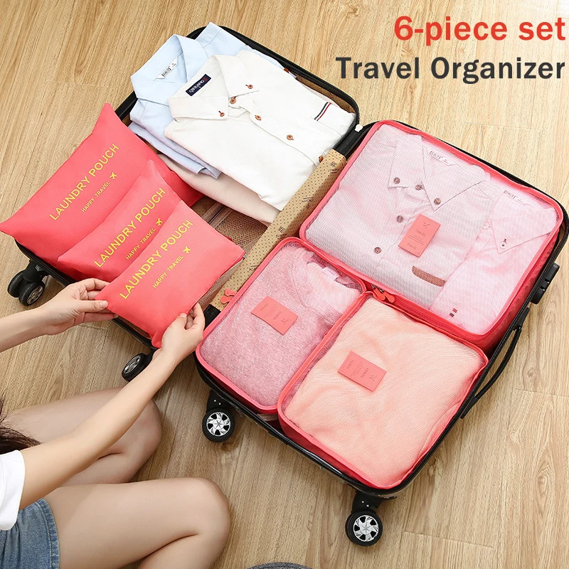

6pcs Travel Storage Organizer Bags Portable Travel Suitcases Organizer Travel Bag For Clothes Shoes Makeup Bag Luggage Organizer