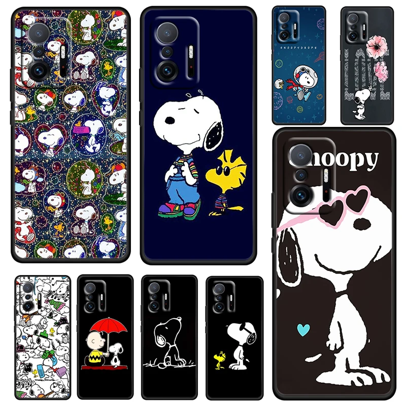 

Snoopy Cartoon Dog Cute For Xiaomi 11 11T 10T Note 10 Mi 9T Ultra Pro Lite Soft Silicone Black Phone Case Funda Coque Capa