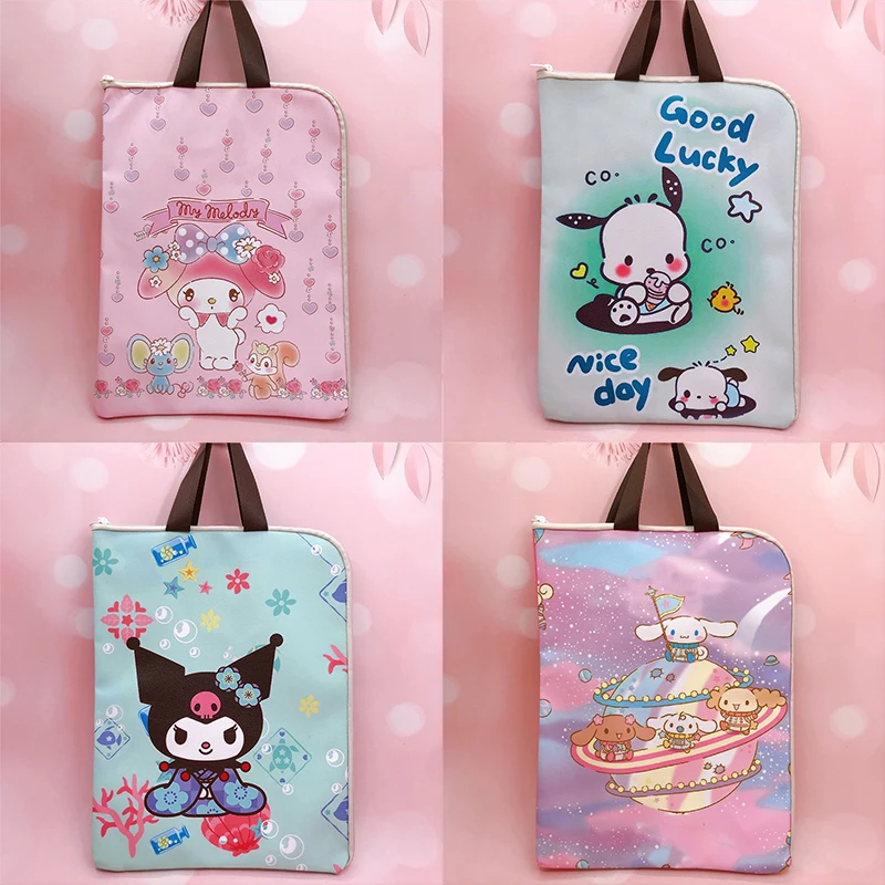 

Kawaii Sanrio Anime Cinnamoroll Cute Cartoon My Melody Kuromi Girly Heart Pochacco Handheld Document Bag Toys for Girls