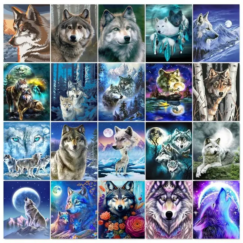 

GATYZTORY Paint By Numbers For Adults Beginners Wolf Animal Wall Art Picture Painting With Numbers For Home Decoration 40x50cm