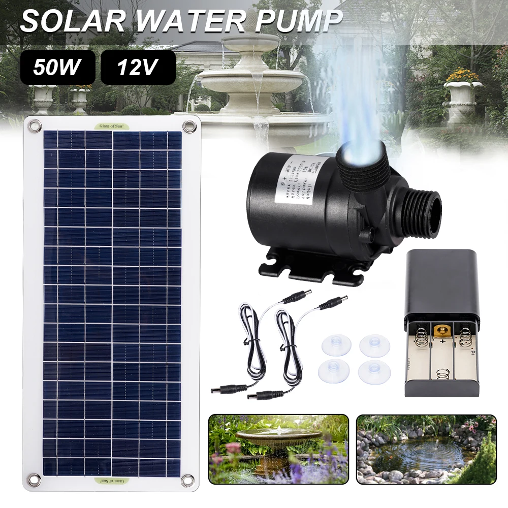 

50W 800l/h Brushless Solar Water Pump Low Noise Continuous Operation Water Pump Fish Pond Garden Outdoor Decoration Kit Tools