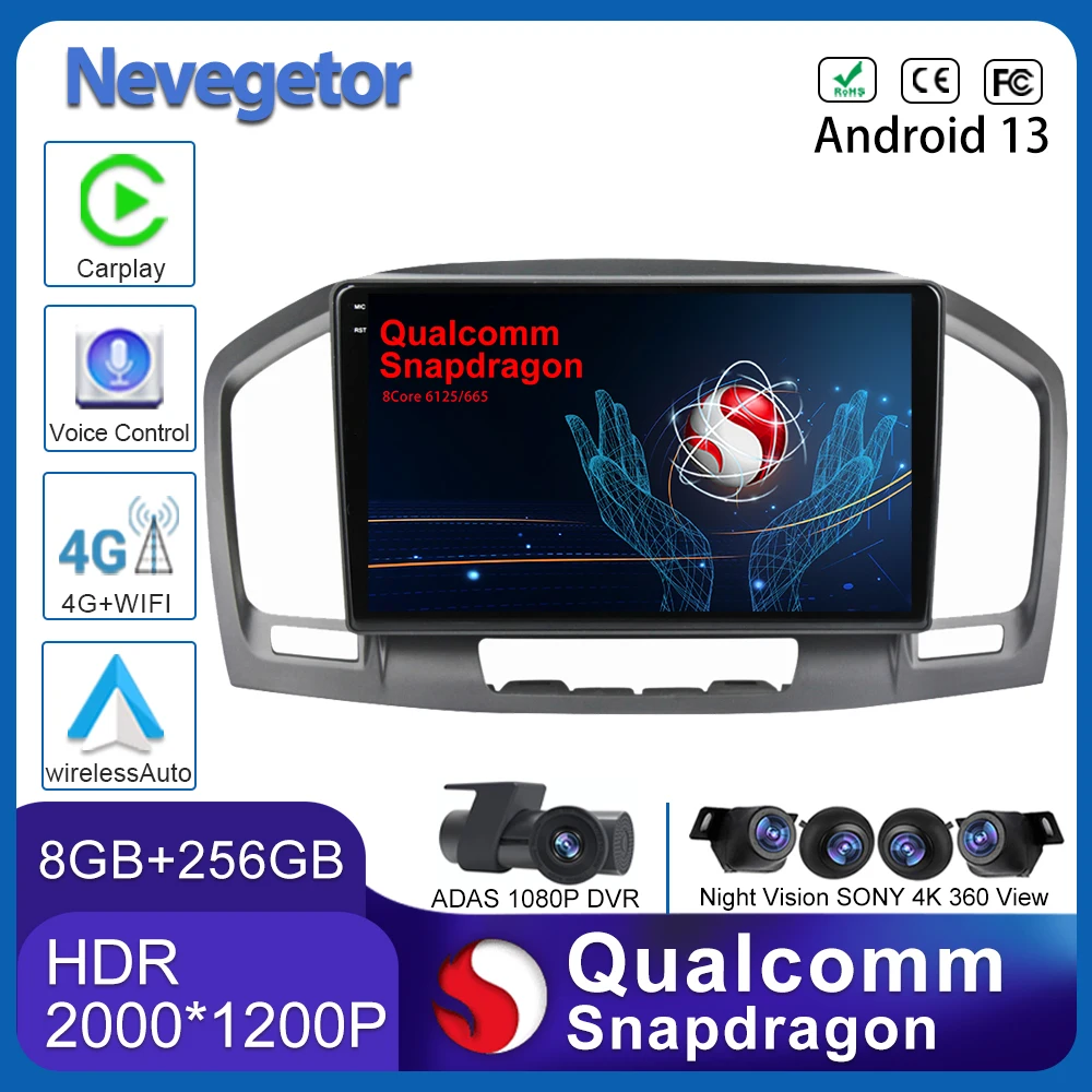

Android 13 For Buick Regal 2009 - 2013 Qualcomm snapdragon car dvd auto radio stereo head unit multimedia player GPS navigation