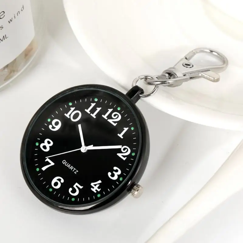 50Pcs/Lot Nurse Doctor Pocket Watches Clock For Hospital Medical Unisex Women Men Keychain Fob Clock With Battery Pendant Watch