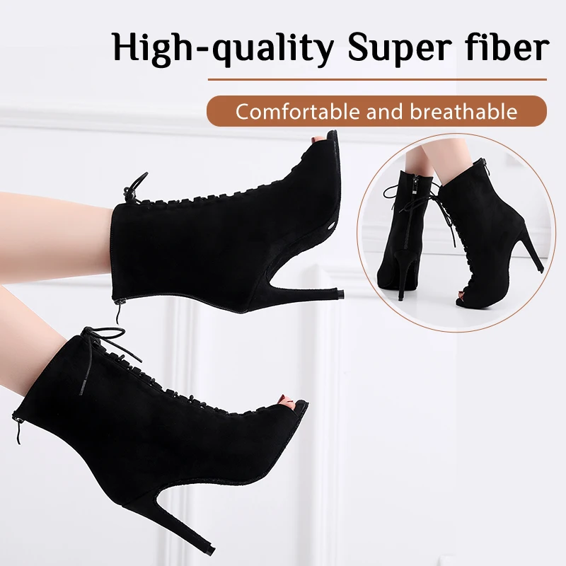 Hipposeus Women's Fashion Party Woman Sexy stilettos High Heels Latin Women Latin dance heels Boots shoes Breathable For Ballroo