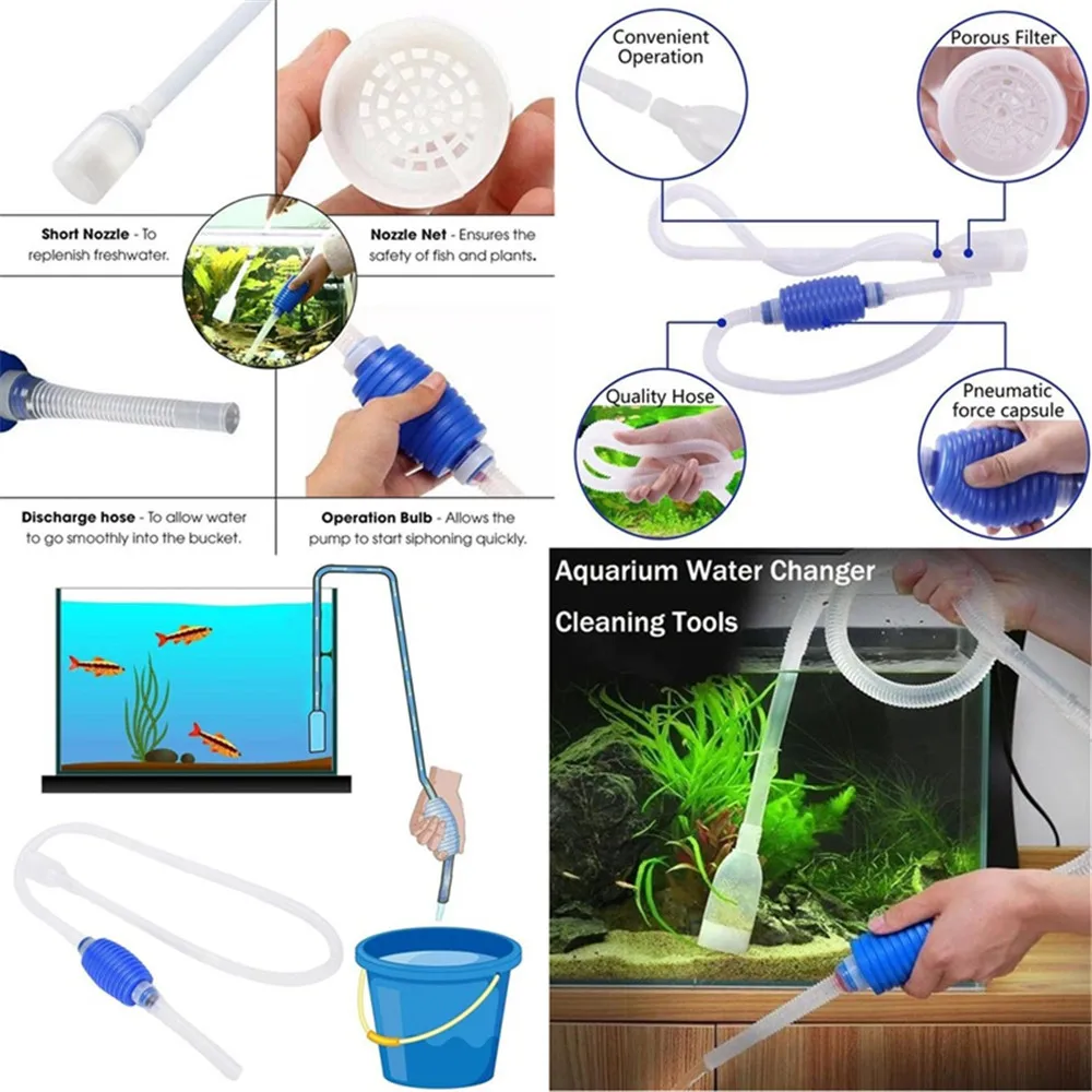 

1PCS Aquarium Water Pump Vacuum Siphon Gravel Cleaner Fish Tank Cleaning Tool Pump Filter Size 1.7m
