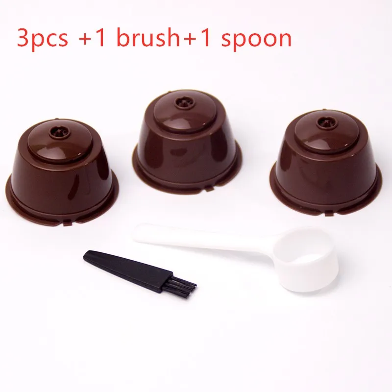 

5Pcs Reusable Coffee Capsule Filter Cup for Nescafe Dolce Gusto Refillable Caps Spoon Brush Filter Baskets Pod Soft Taste Sweet