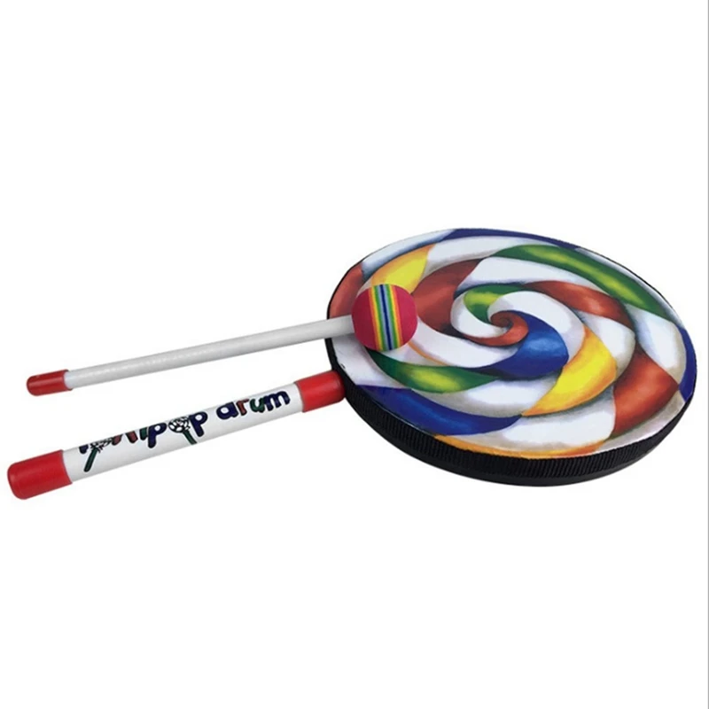 

4X Lollipops Pattern Colorful Drum Percussion Instrument For Children Kindergarten Musical Education Early Education