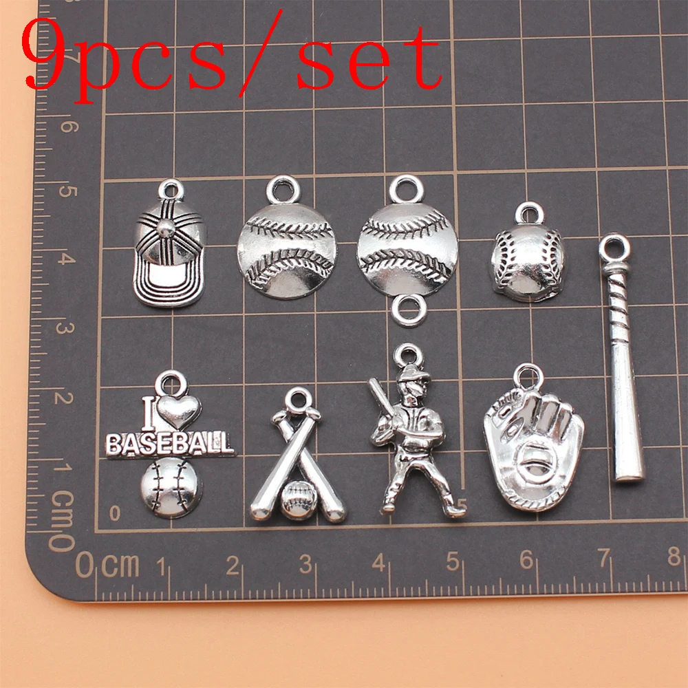 

9pcs/set Baseball Charms Jewelry Making Supplies Crafts New In