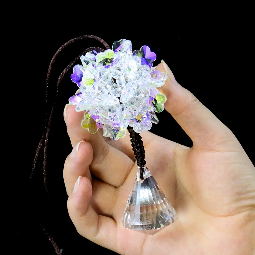

Plum Snowball Charms Globe Crystal Pendant Car Party Window Faceted Decoration Accessories Craft Wedding Handmade Chandelier DIY