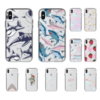 fhnblj cute shark pattern phone case for iphone 11 12 13 mini pro xs max 8 7 6 6s plus x 5s se 2020 xr case