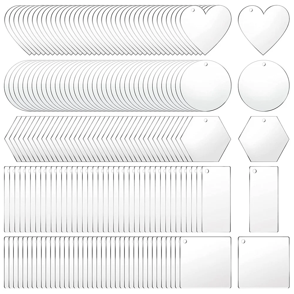 200 шт. акриловые заготовки для ключей пустые прозрачные подвески-брелки поделок