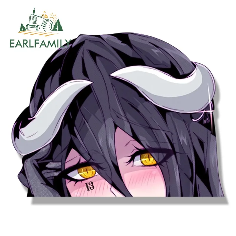 EARLFAMILY Gyaru Albedo Fanart наклейка на автомобиль для эскизов Waifu JDM мультфильм Peek Girl