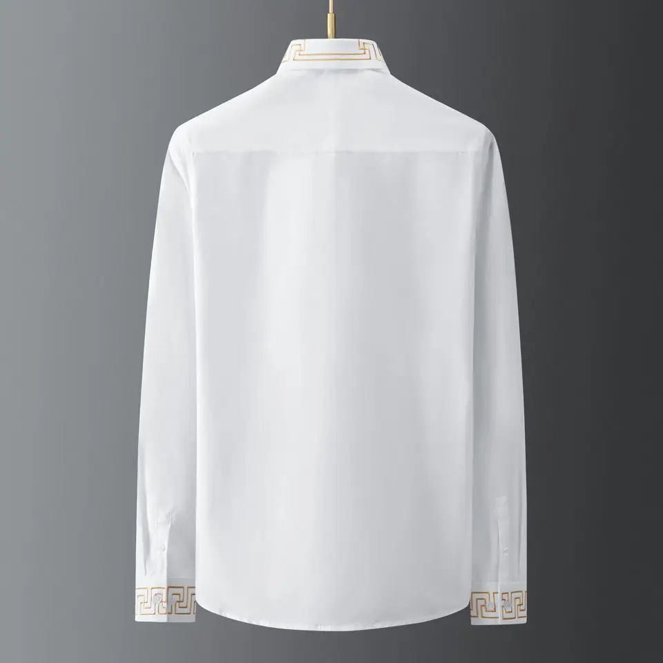 Men's long sleeve shirt autumn tide brand embroidery non-iron fashion handsome personality shirt